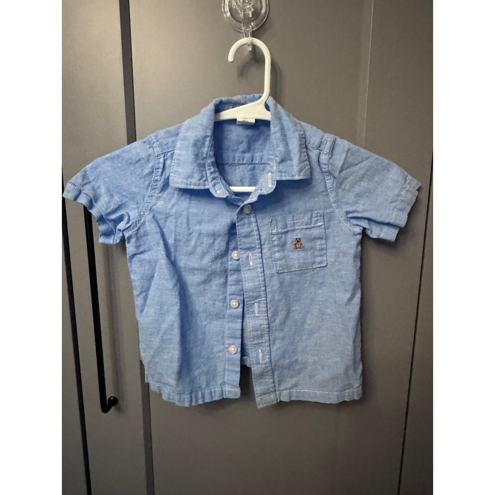 Baby Gap Linen Blue Button Down Shirt 3T - Excellent Condition